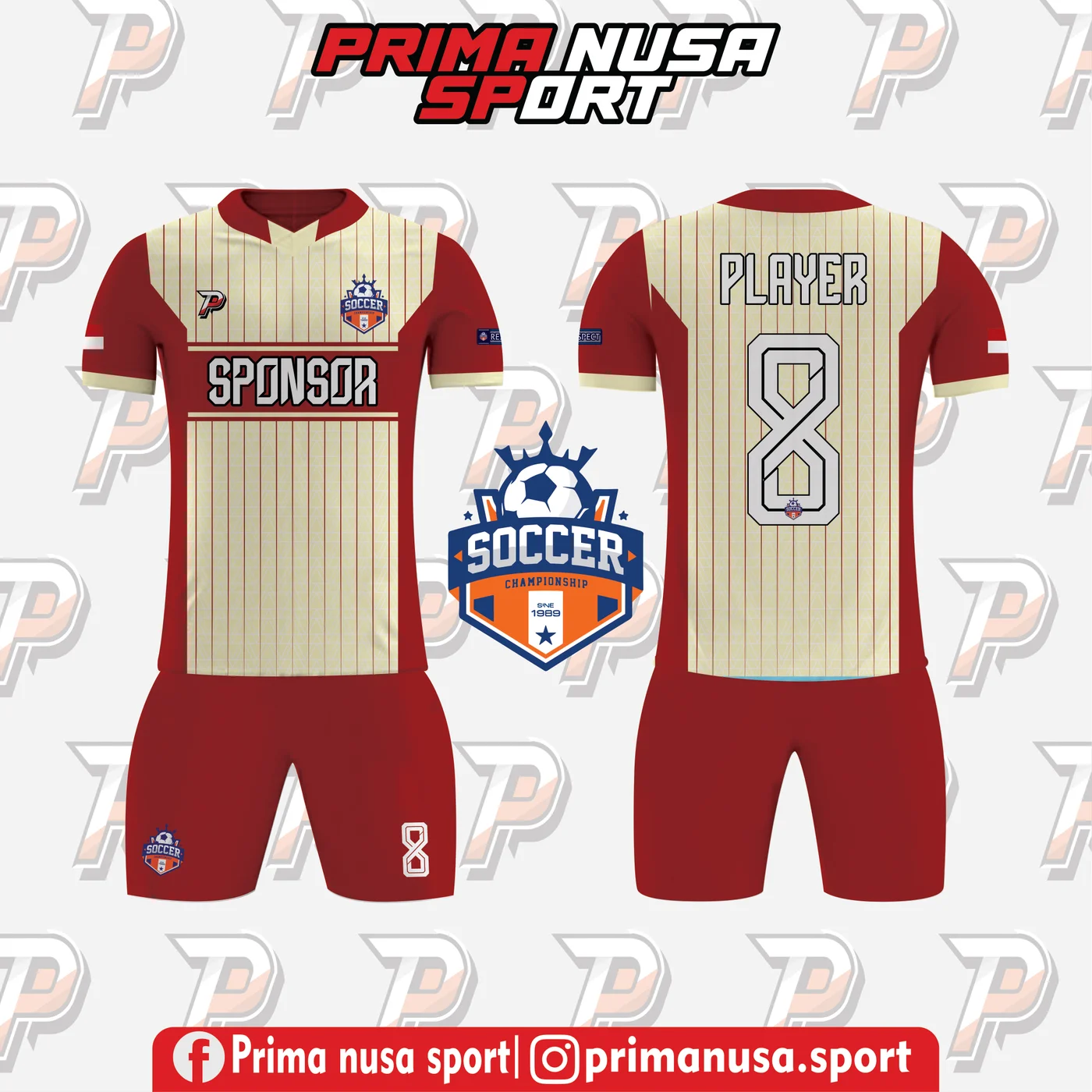 Jersey Retro Pinstripe Maroon D-63 Prima Nusa Sport