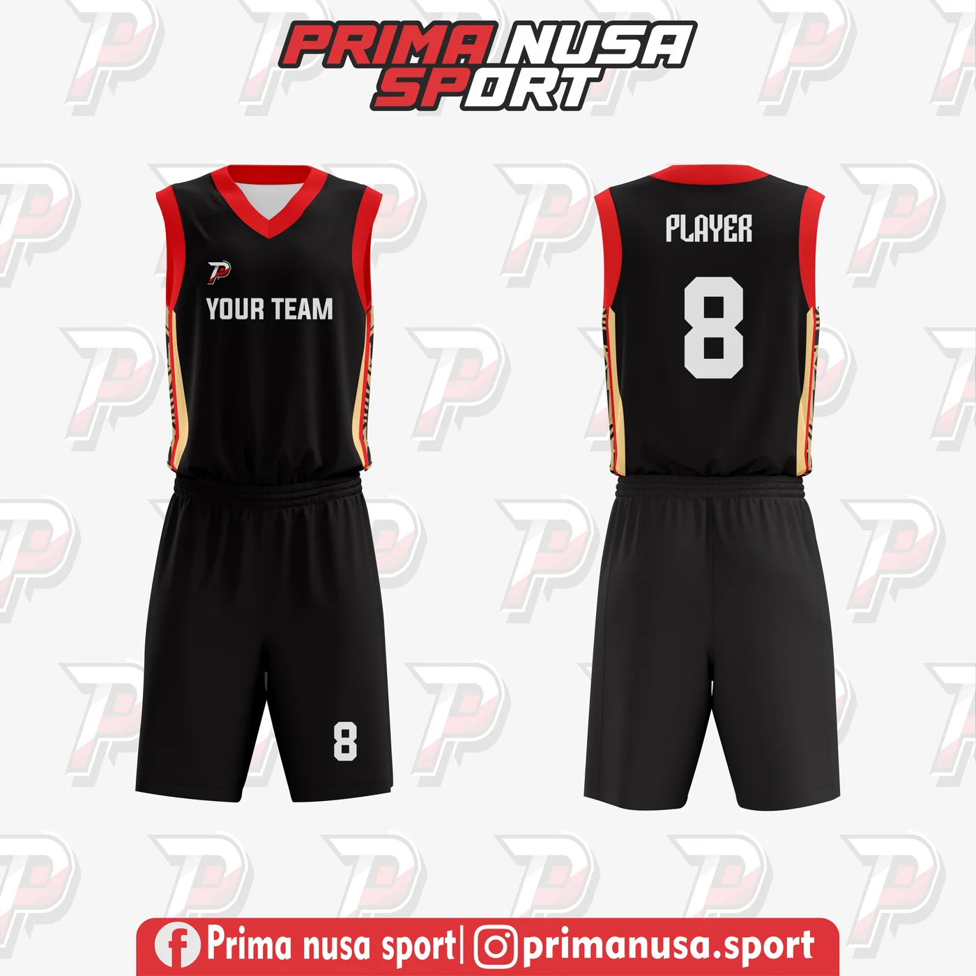 Jersey Basket Your Team Crimson Prima Nusa Sport