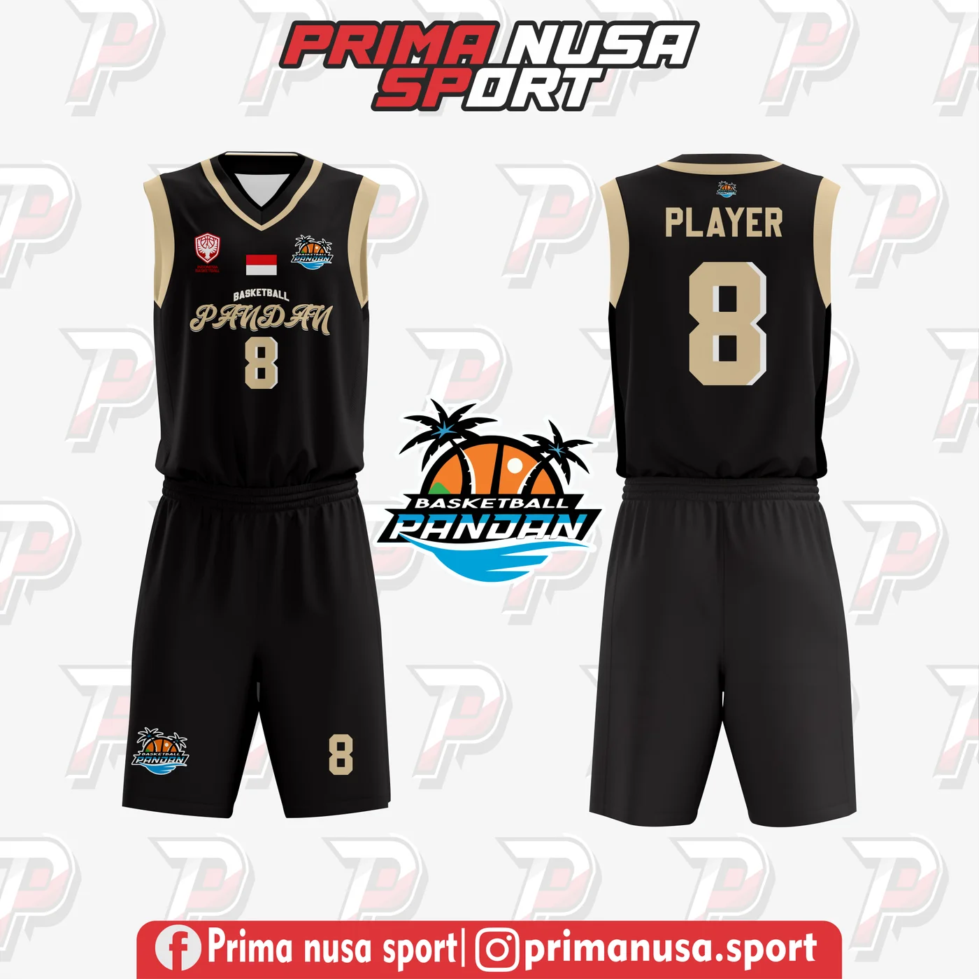 Jersey Basket Pandan Black Gold Prima Nusa Sport