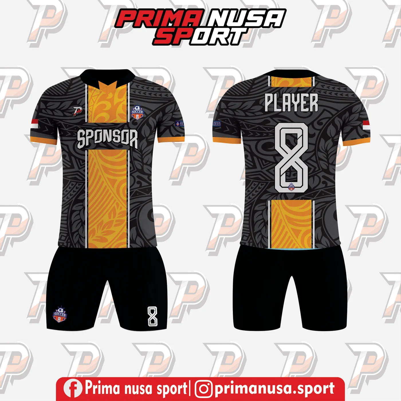 Jersey Batik Nusantara Gold Black Prima Nusa Sport
